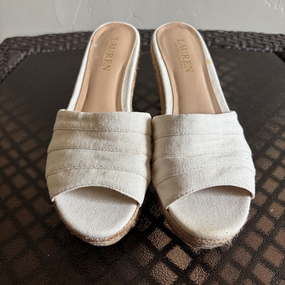 Lauren Ralph Lauren Karia Slip On Wedge Sandals Size 7.5 B